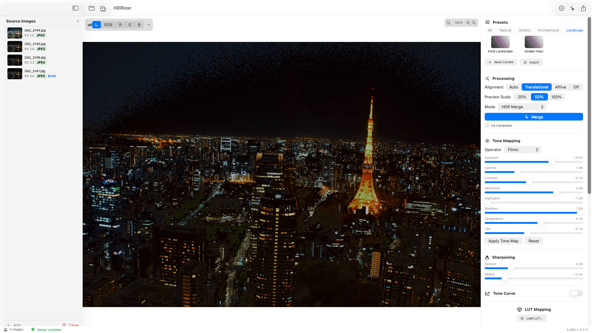 HDRizer — macOS HDR photo merge application by shokoma