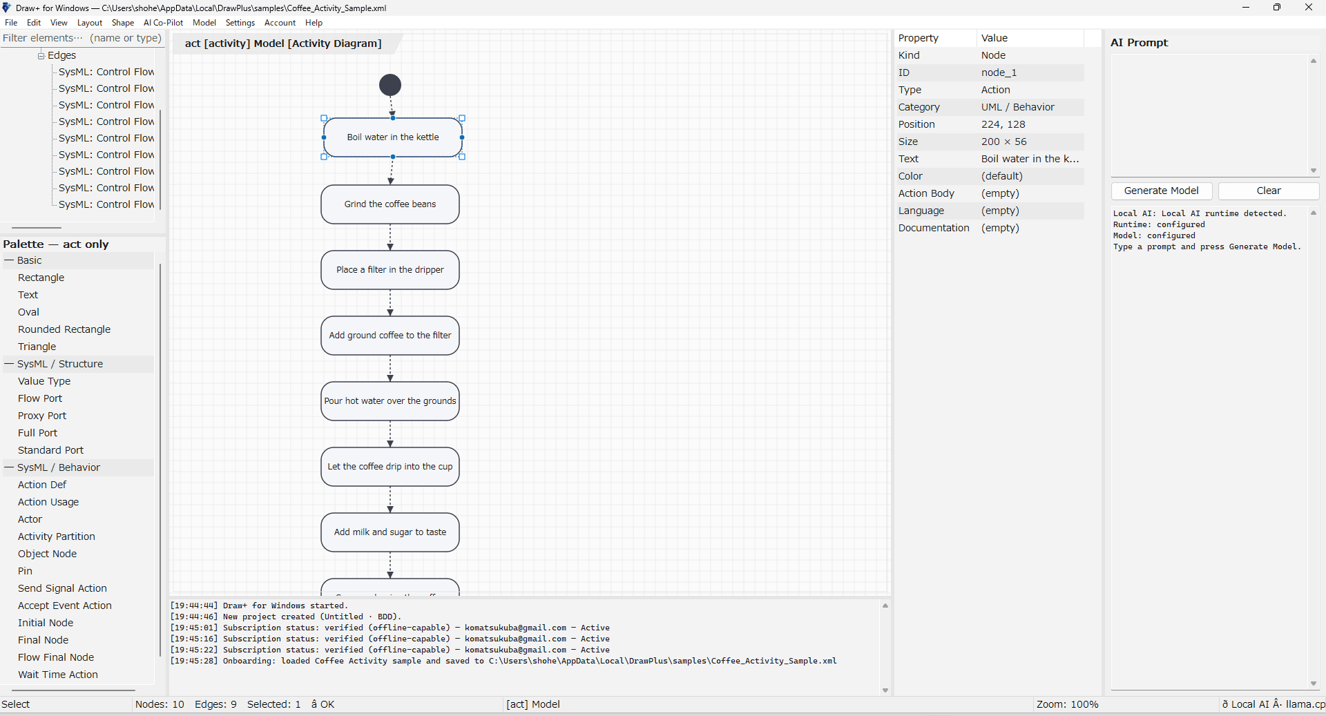 Draw Plus for Windows — local-first MBSE and SysML V2 modeling tool with on-device AI by shokoma