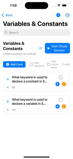 LearnAddic progress tracking showing detailed statistics and learning analytics
